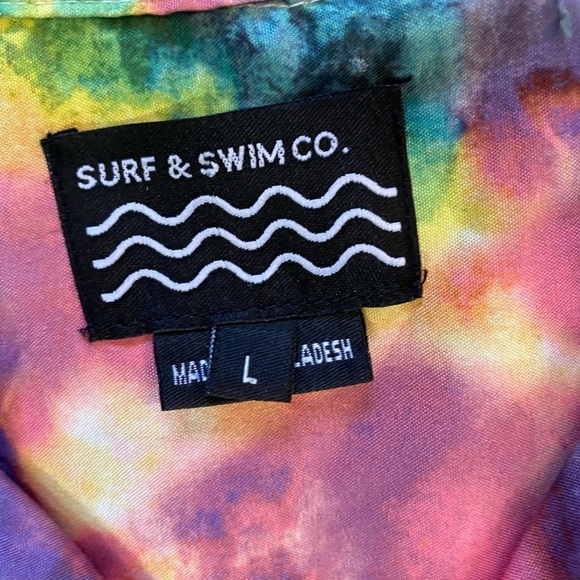 Surf & Swim Co. Button Up Collared Shirt, Size L, Multicolored, Short Sleeves - Picture 5 of 8